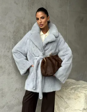 Полушубок из голубой норки