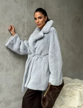 Полушубок из голубой норки