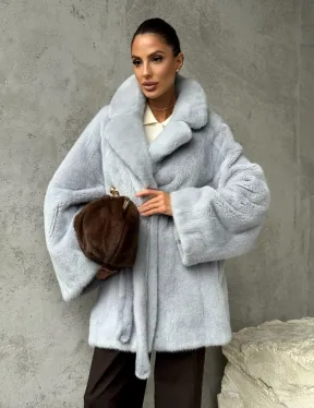 Полушубок из голубой норки