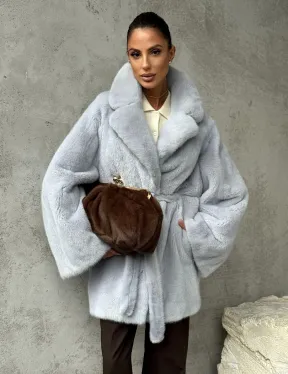 Полушубок из голубой норки