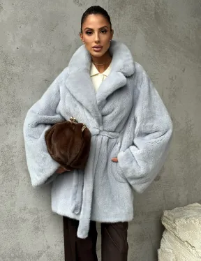 Полушубок из голубой норки