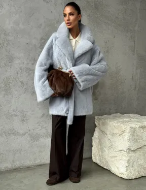 Полушубок из голубой норки