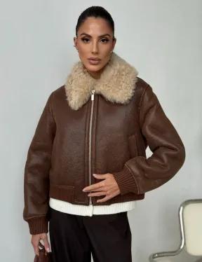 Короткая дубленка - женская