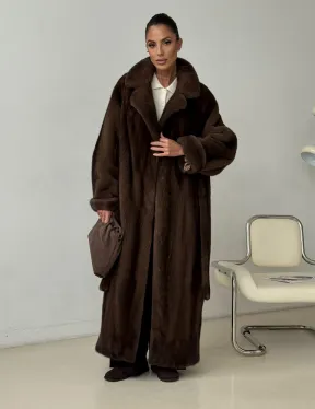 Длинная норковая шуба