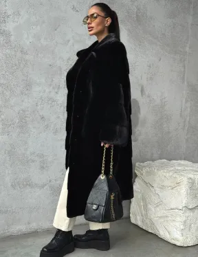 Черная шуба из меха норки SAGA FURS