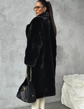 Черная шуба из меха норки SAGA FURS