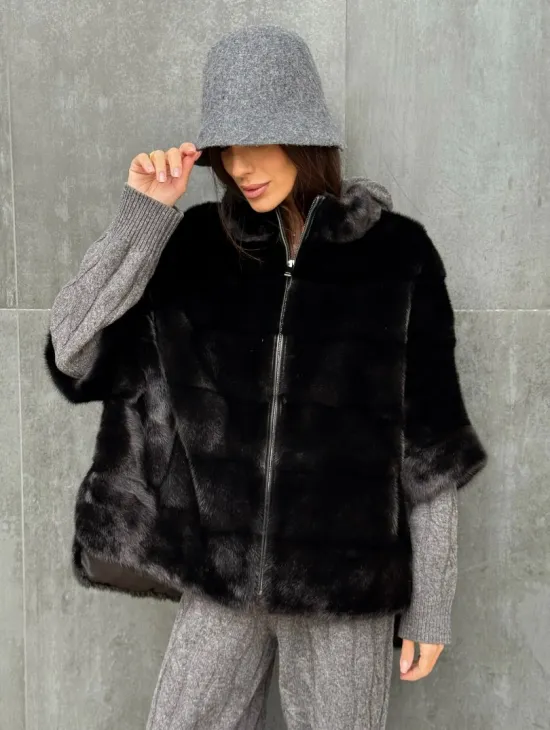 Черная норковая кофта