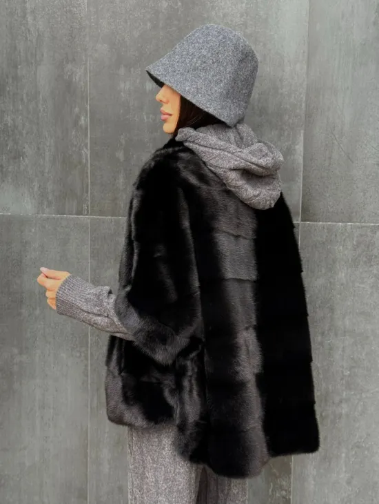 Черная норковая кофта