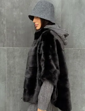 Черная норковая кофта