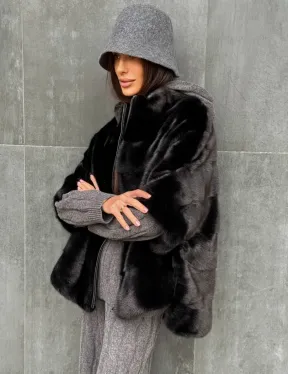 Черная норковая кофта