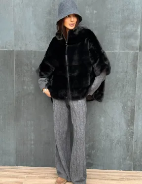 Черная норковая кофта