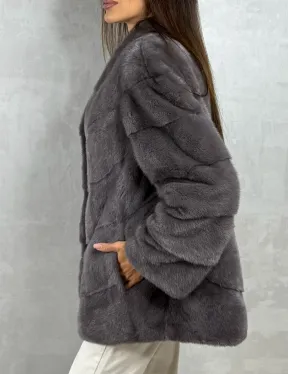 Норковый полушубок - графит