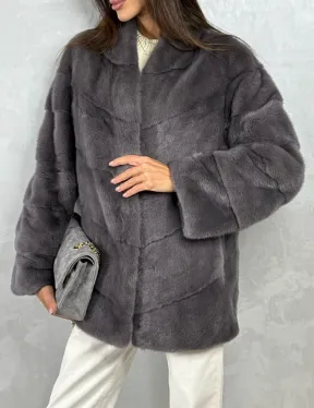 Норковый полушубок - графит