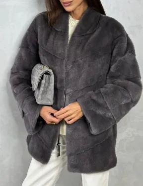 Норковый полушубок - графит