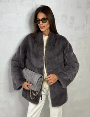 Норковый полушубок - графит