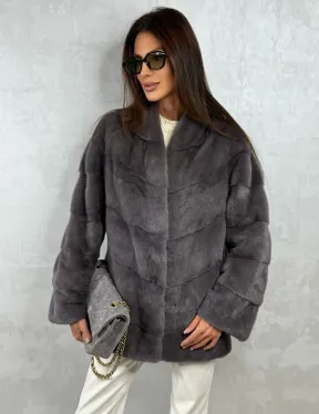 Норковый полушубок - графит