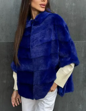 Синяя норковая кофта на молнии