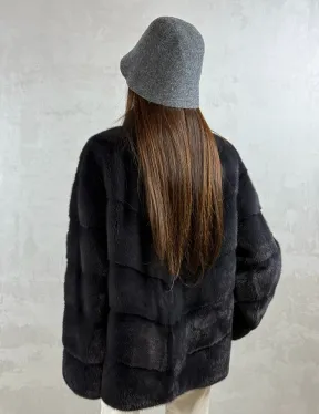 Полушубок норковый - темный графит
