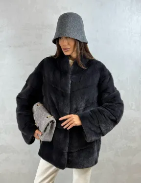 Полушубок норковый - темный графит