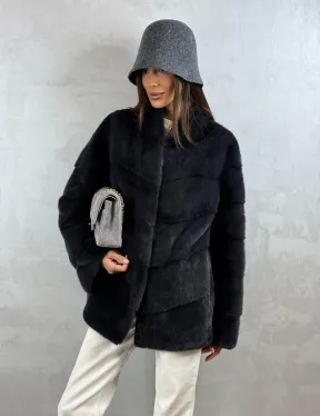 Полушубок норковый - темный графит