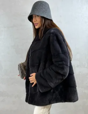 Полушубок норковый - темный графит