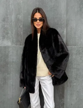 Черный норковый полушубок