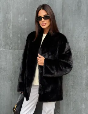 Черный норковый полушубок