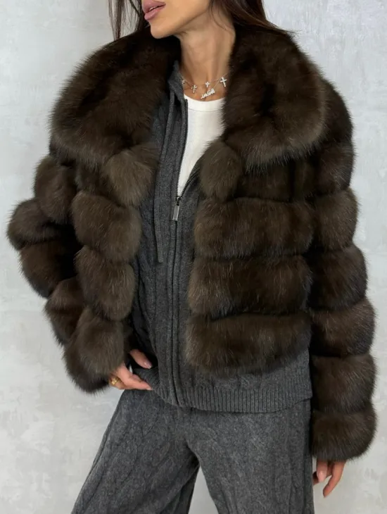 Короткая шуба из баргузинского соболя