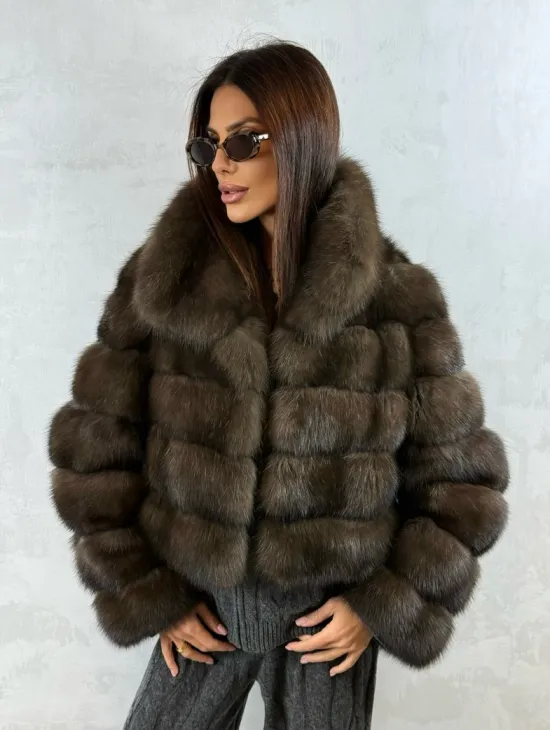 Короткая шуба из баргузинского соболя