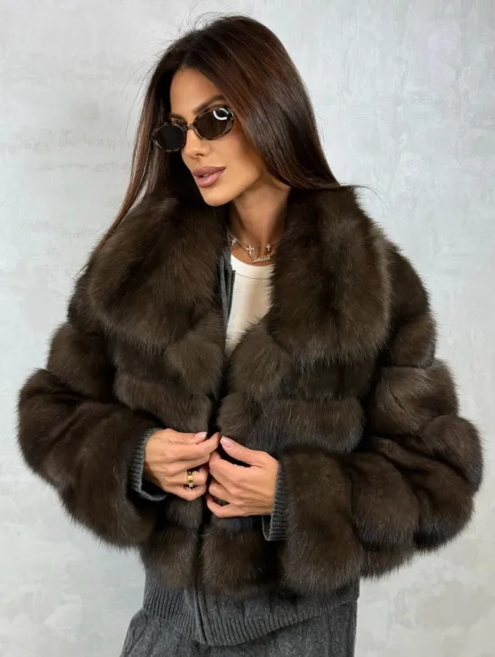 Короткая шуба из баргузинского соболя