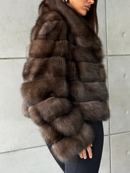 Короткая шуба из баргузинского соболя