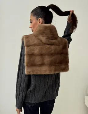 Бежевая норковая манишка
