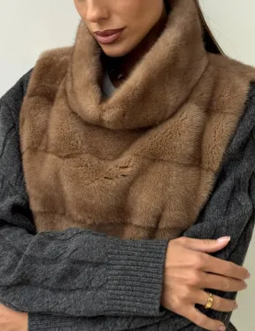 Бежевая норковая манишка