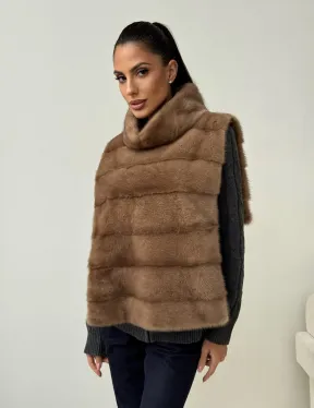 Бежевая норковая манишка