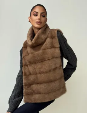 Бежевая норковая манишка