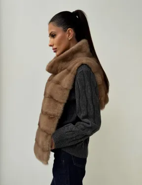 Бежевая норковая манишка