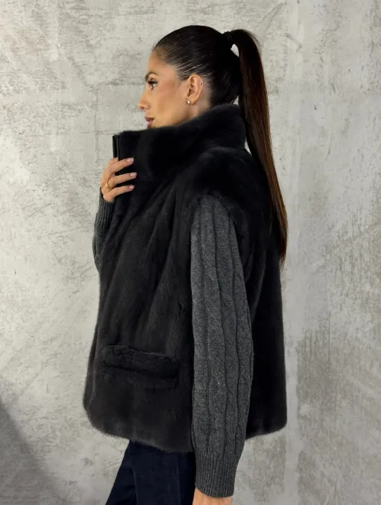 Норковая жилетка - графит