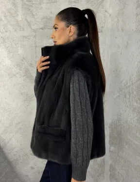 Норковая жилетка - графит