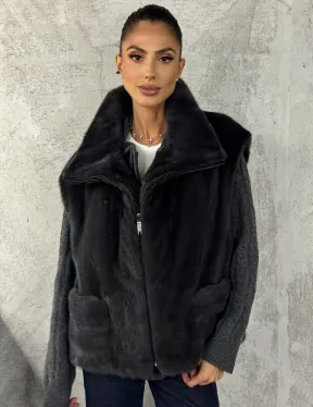 Норковая жилетка - графит