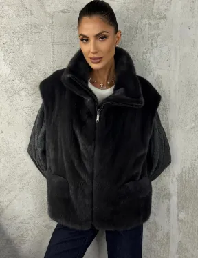 Норковая жилетка - графит