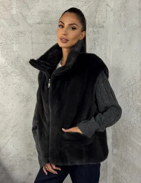 Норковая жилетка - графит