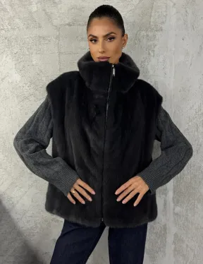 Норковая жилетка - графит