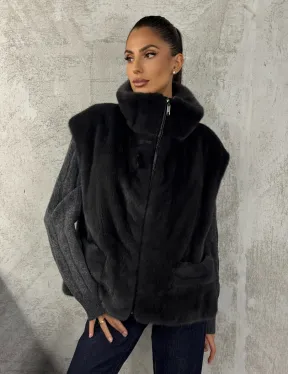 Норковая жилетка - графит