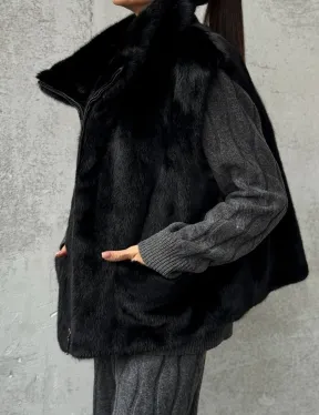 Черная норковая жилетка