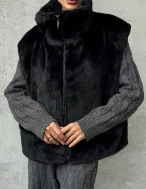 Черная норковая жилетка