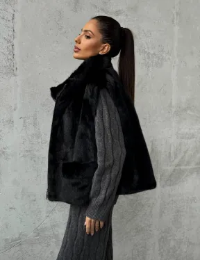 Черная норковая жилетка