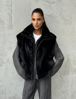 Черная норковая жилетка