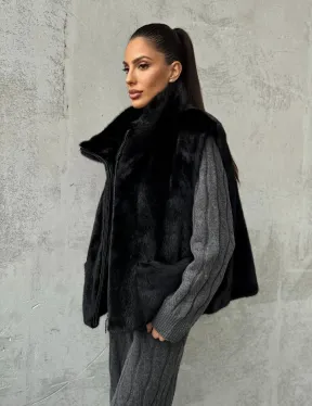 Черная норковая жилетка
