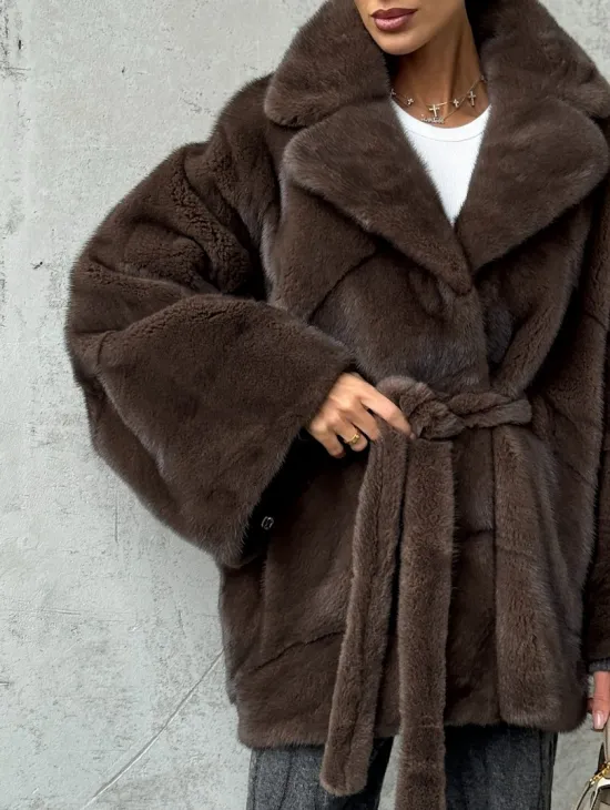 Полушубок норковый с английским воротником - летучка