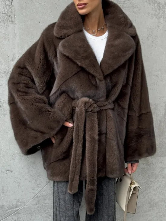 Полушубок норковый с английским воротником - летучка